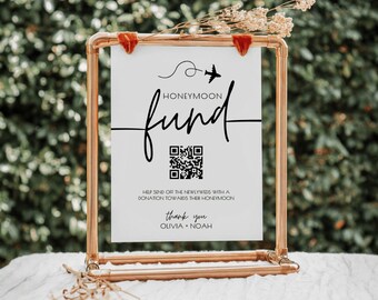 Cartello per il fondo luna di miele, codice QR per matrimonio (download digitale)