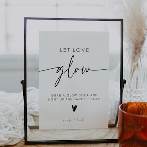 Insegna luminosa per matrimonio, insegna "Light Up The Dance Floor", insegna "Let Love Glow", modello modificabile Canva, download, 5x7, 8x10, A4