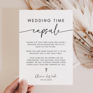 Hochzeitszeitkapsel Zeichen Vorlage Karte, Nachricht für Braut und Bräutigam, Hochzeitstag Nachricht, Canva bearbeitbarer Download