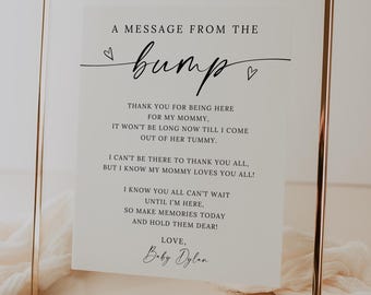 Message From The Bump, Editable Baby Shower Sign, Canva Template (Digital Download)