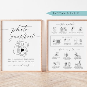 Photo guest book Sign, instax mini 11 camera instructions Polaroid Guestbook, How to Load New Film, Wedding Guest Book, instant download