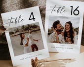 Minimalist Wedding Table Number Template, Photo Card (Canva Editable, Digital Download)