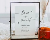 Love Is Sweet Wedding Sign, Dessert Table Decor (Canva Editable)