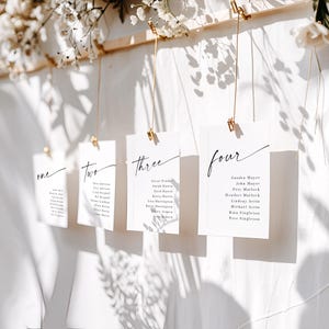 Modèle de plan de table de mariage moderne, cartes de plan de table minimalistes, Script table de cession de table, bricolage sur toile modifiable, 4 x 6 5 x 7 8 x 10 A5