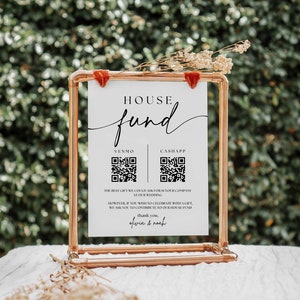 Placa de fundo de casa, placa de código QR de casa, código QR imprimível para casamento, placas de fundo de casa, download digital editável, minimalista