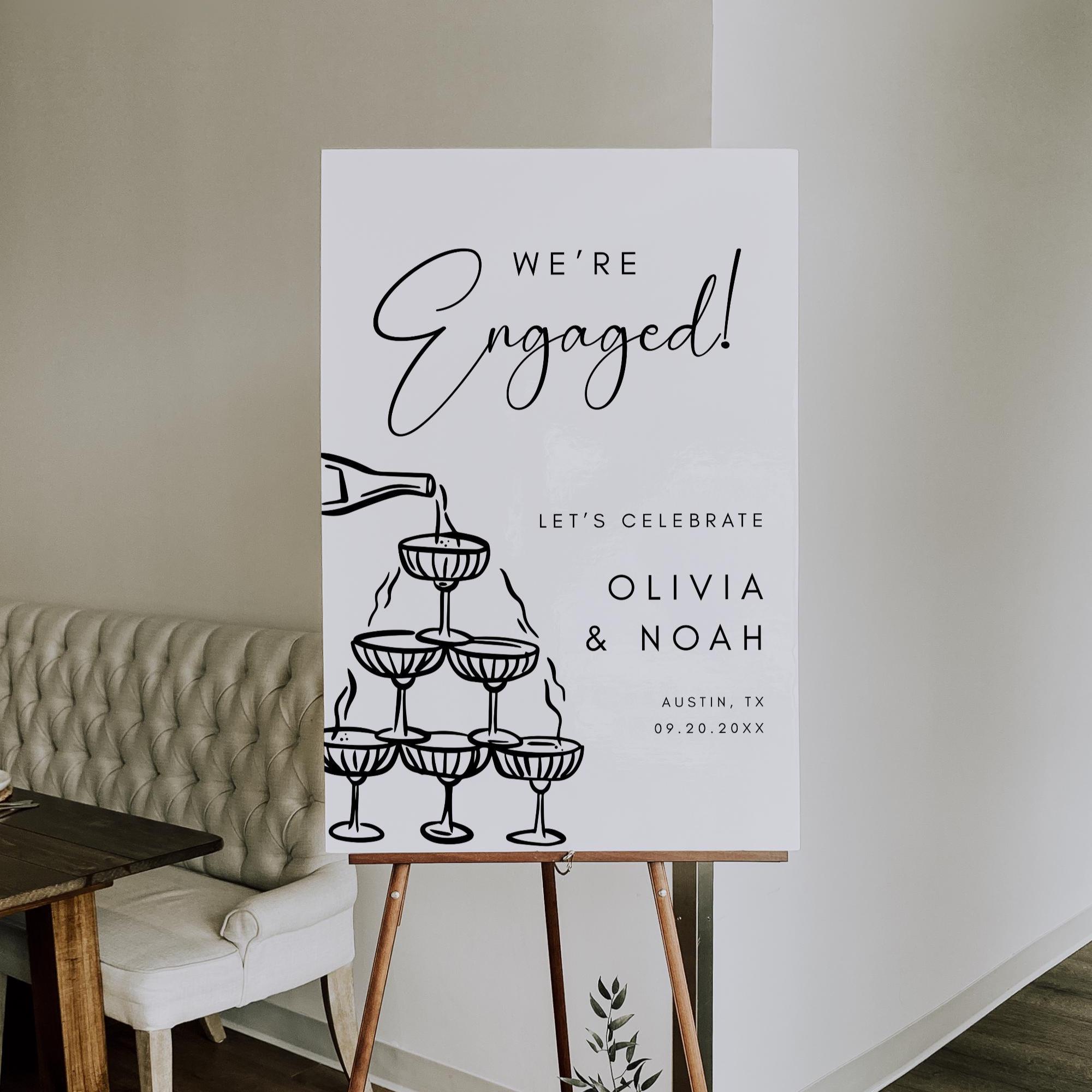 Engagement Party Sign Canva Editable Template - Etsy Australia