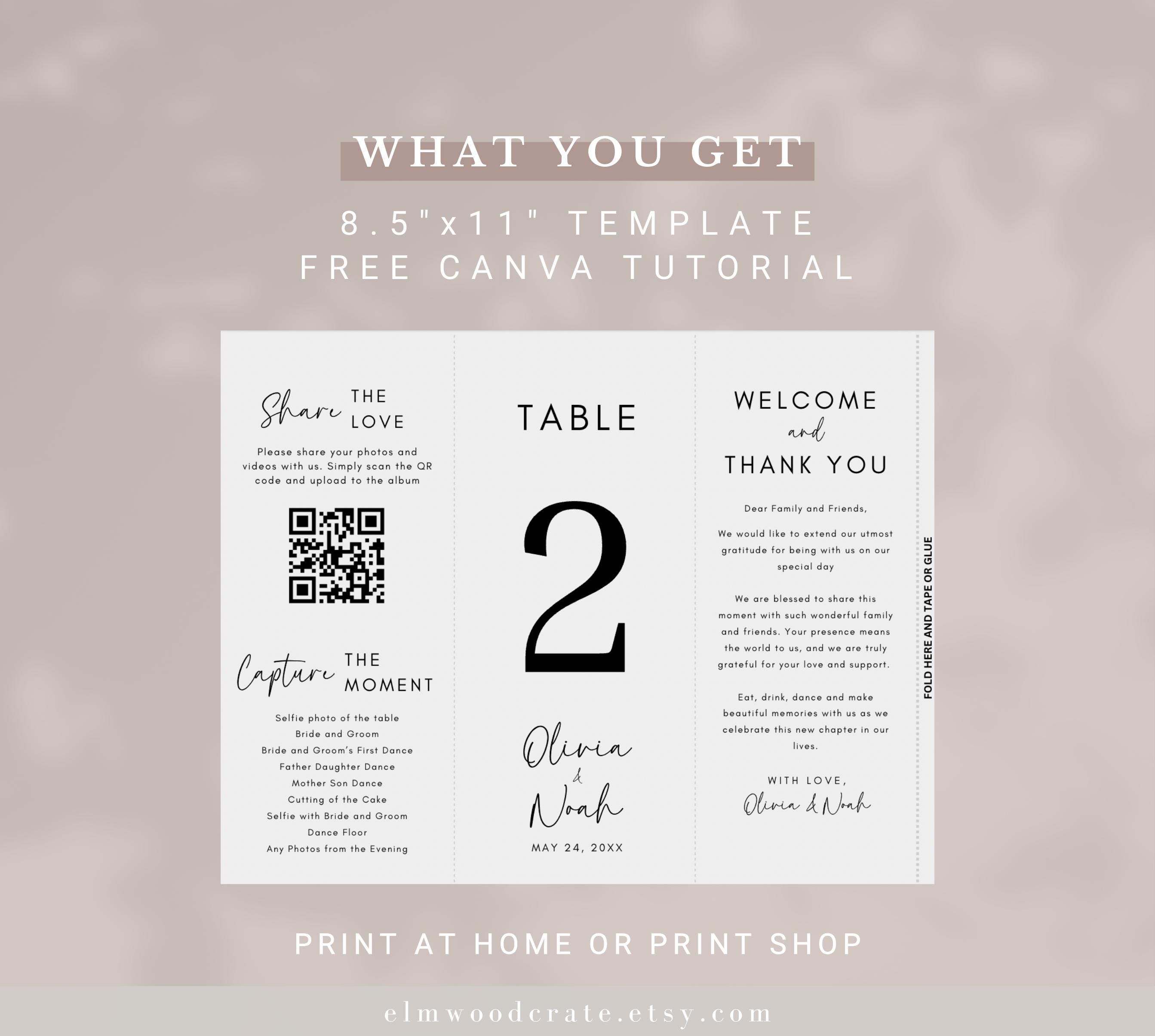 Wedding Trifold Table Number, Minimalist Wedding Table Numbers, Tri ...