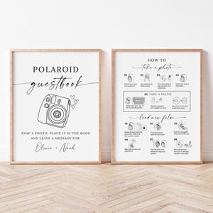 PRINTED AND SHIPPED Instax Mini 12 Instructions Sign, Polaroid Guestbook Sign 8x10, Photo Guestbook Sign, Premium Cardstock image 2
