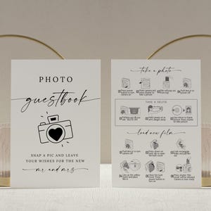Placa de instruções Instax Mini 40, placa de livro de visitas Polaroid, Polaroid editável Canva 8x10 5x7 A4, livro de visitas de fotos, como carregar um novo filme