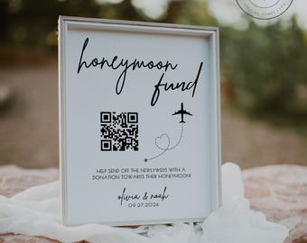 Cartello per il fondo luna di miele, codice QR per matrimonio (download digitale)