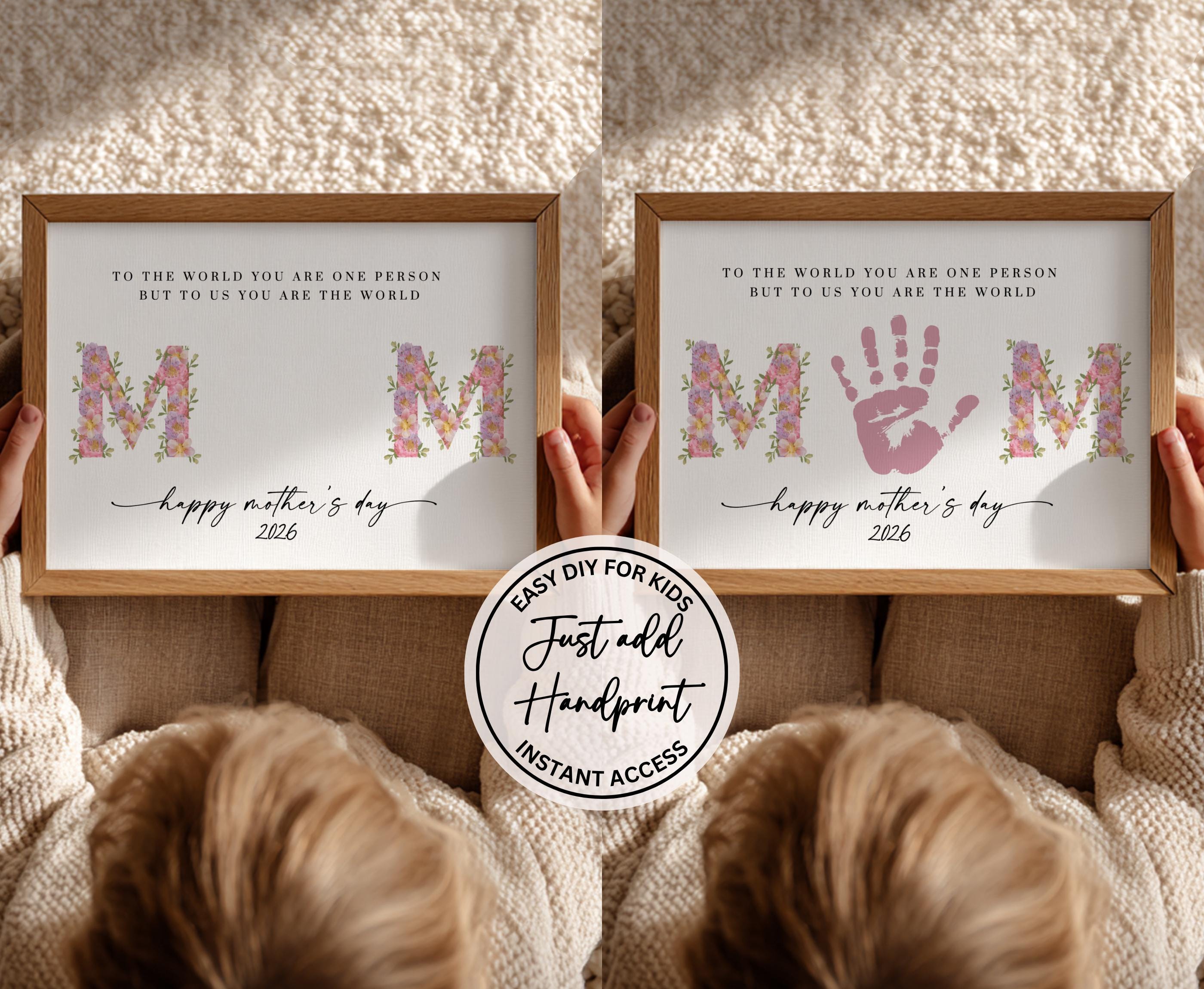 Mother’s Day Handprint Craft Printable – Floral MOM Art – DIY Kids Gift ...