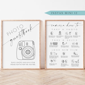 Instax Mini 12 Instructions Sign, Photo Guestbook Sign, Polaroid 8x10 5x7 A4, Polaroid Guestbook, How to Load New Film, wedding guestbook