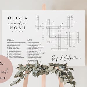 Hochzeit Kreuzworträtsel Schlucken und lösen Puzzle, DIY Riesenpuzzle Benutzerdefinierte Kreuzworträtsel Vorlage, Hochzeit Gastspiele, Canva Bearbeitbar, 6 Größen
