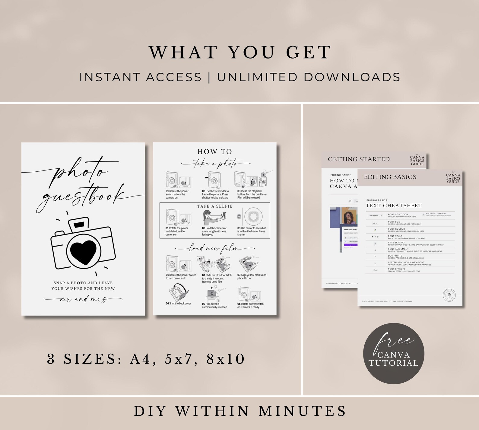V Photo Instructions Instax EVO Guestbook Sign, Photo Instructions, Minimalist Wedding ...