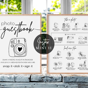 Foto gastenboek teken, instax mini 11 camera-instructies polaroid-gastenboek, hoe nieuwe film te laden, bruiloft-gastenboek, instant download