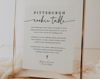 Pittsburgh Cookie Table Wedding Sign, Minimalist Template (Digital Download)