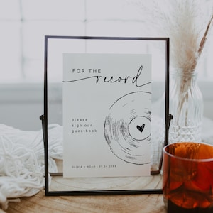 Per la registrazione firma il nostro libro degli ospiti, cartello minimalista per matrimonio, libro degli ospiti per matrimonio da record, modello di cartello per libro degli ospiti per matrimonio, Canva, 5x7, 8x10, A4
