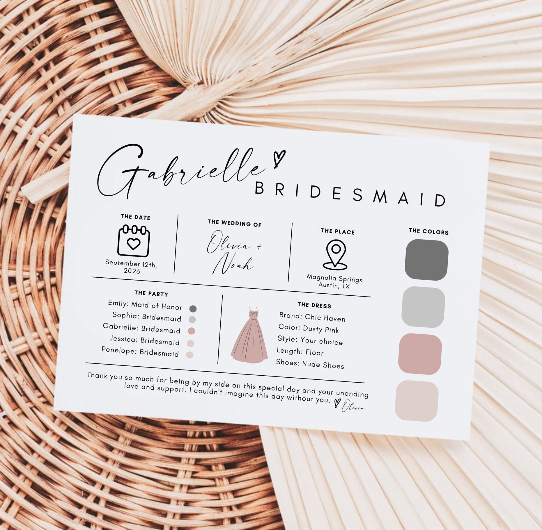 Bridesmaid Information