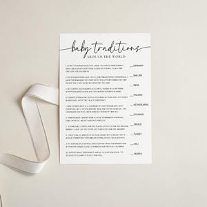 Tradizioni per bambini in tutto il mondo, modello di giochi per baby shower, minimalista e moderno, stampabile, download digitale, genere neutro, Canva