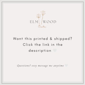 May include: A cream-colored graphic with the text "ELM WOOD Crate" and the phrases "Want this printed & shipped? Click the link in the description" and "Questions? etsy message me anytime."