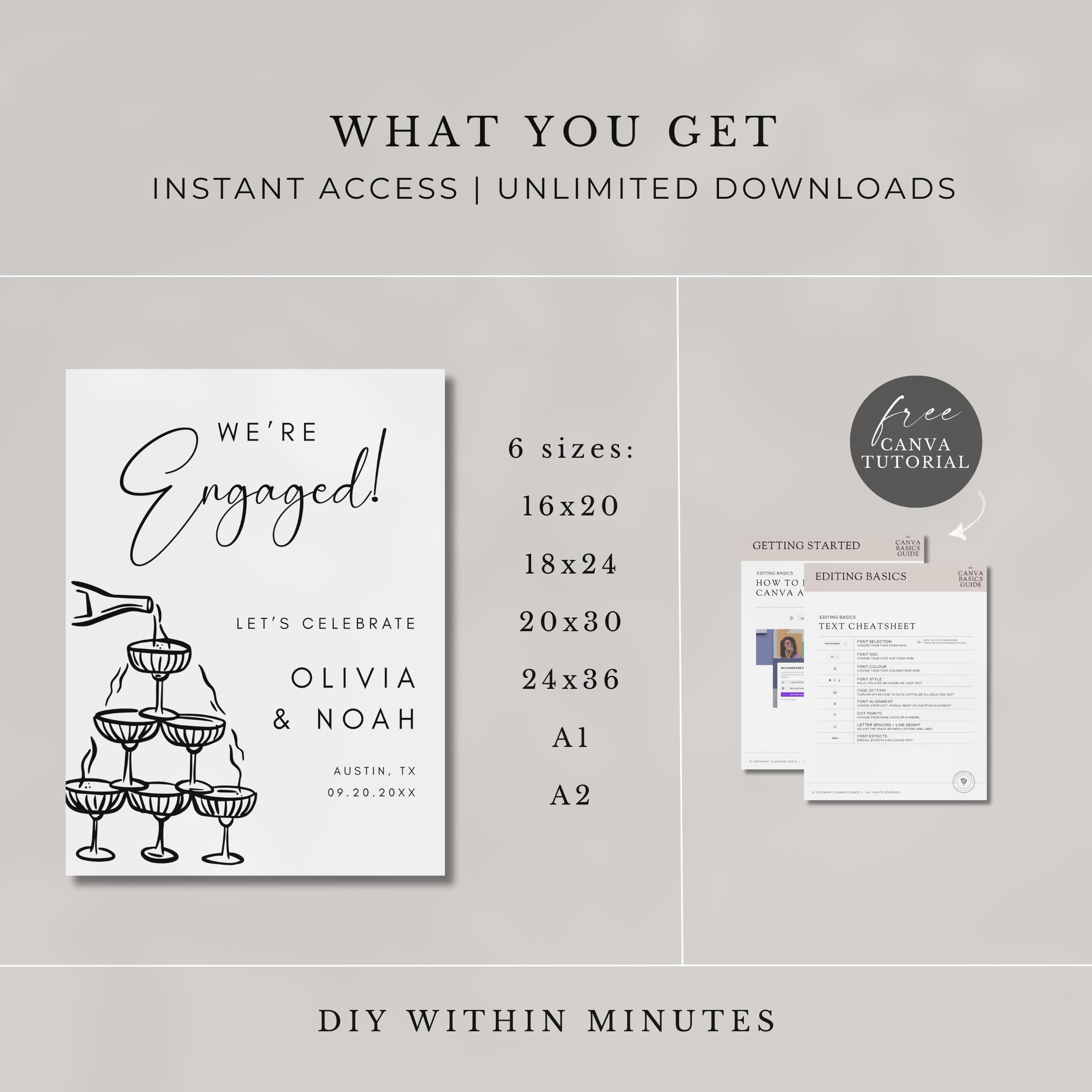 Engagement Party Sign Canva Editable Template - Etsy Australia