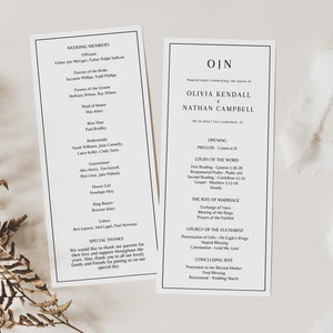 Catholic Wedding Program Catholic Wedding Ceremony Catholic Wedding Program Template Wedding program, digital download 4x9