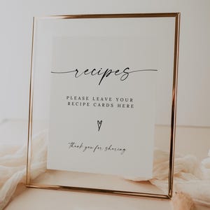 Sjabloon voor receptkaarten, laat hier je receptenkaart achter, minimalistische vrijgezellenfeest, canvasjabloon, bewerkbare download, 5 x 7, 8 x 10, A4
