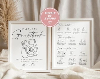 PRINTED AND SHIPPED Instax Mini 12 Instructions Sign,  Polaroid Guestbook Sign 8x10, Photo Guestbook Sign, How to Load New Film