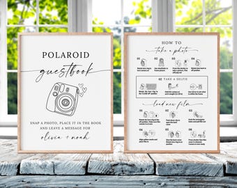 Photo Guest book sign, Instax Mini 12 Instructions Sign, Polaroid Guestbook Sign, Canva Editable camera instructions How to Load New Film