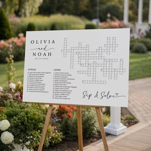 Wedding Crossword Sip And Solve Puzzle, DIY Giant Puzzle Custom Crossword Template, Wedding Guest Games, Canva Editable, 6 sizes image 6