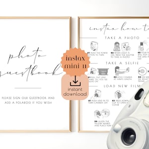 Instax Mini 11 Instructions Sign, Instant Download, Photo Guestbook Sign, How to Load New Film, Wedding Guest Book