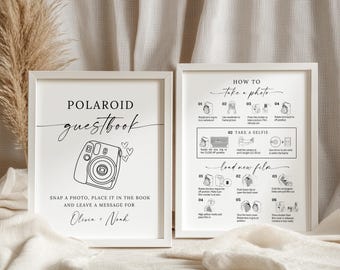 PRINTED AND SHIPPED Instax Mini 12 Instructions Sign, Polaroid Guestbook Sign 8x10, Photo Guestbook Sign, Premium Cardstock