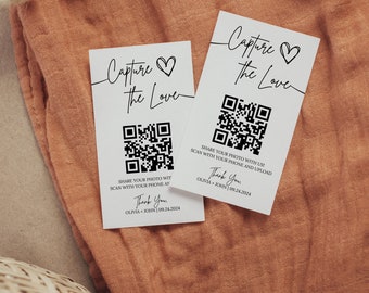 Capture The Love QR Code Wedding Card, Modern Minimalist Wedding Photo Card, Capture the Love Card, Printable Share the Love, Editable Cards