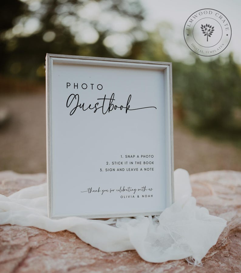 Photo Guestbook Sign Template, Minimalist Wedding Decor (canva Editable ...