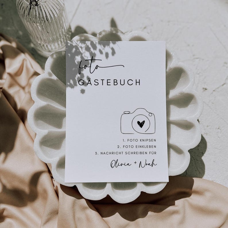 Foto Gästebuch Schild, Photo Guestbook Sign German, Deutsch Schild, German Wedding Sign, Instax Mini Guestbook, Editable Canva Download image 4