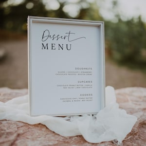 Dessert-Menü-Schild Vorlage, Hochzeits-Dessert-Bar-Schild, Liebe auf den ersten Biss, Hochzeitsschild Dessert-Bar, bearbeitbare Vorlage von Canva, 5x7, 8x10, A4