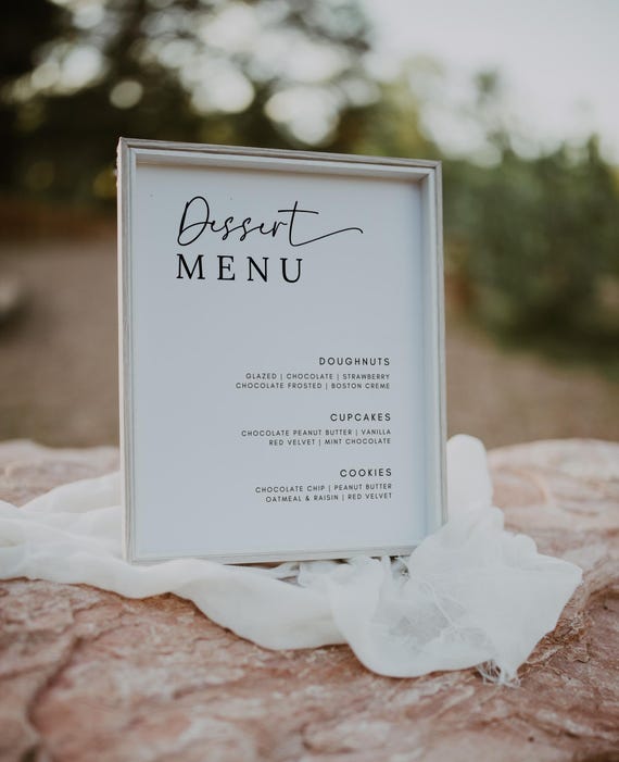 Wedding Dessert Bar Menu Sign Template, Editable Canva (Digital Download)
