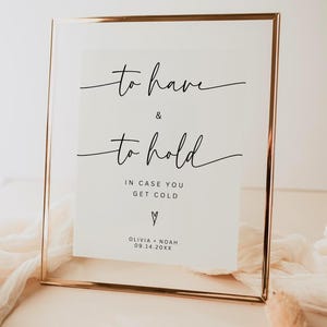 Wedding Blanket Sign, Minimalist To Have and To Hold Template (Digital Download)
