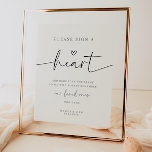 Heart Guest Book Sign, Minimalist Wedding Guestbook Template (Canva)