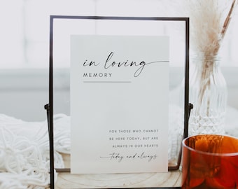 In Loving Memory Wedding Sign, Wedding Memorial Sign Template, Lost Relatives Wedding, Today and Always, Memorial Table, DIY Canva Editable
