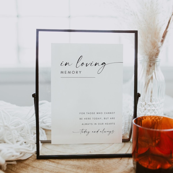 In Loving Memory Wedding Sign, Wedding Memorial Sign Template, Lost Relatives Wedding, Today and Always, Memorial Table, DIY Canva Editable