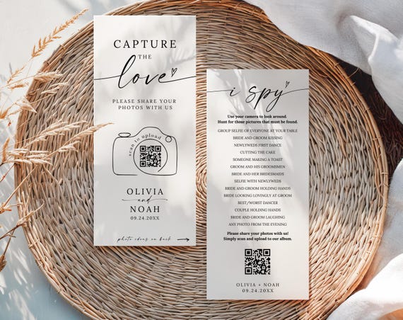I Spy Wedding Game Template, Wedding Photo Hunt Game, QR Code Photo Share, Capture the Love, Reception Photo Hunt, Canva Editable Template