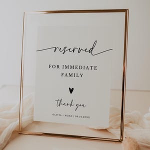 Reserviert für Familie Hochzeitsschild, druckbare Vorlage (Canva Editierbar)