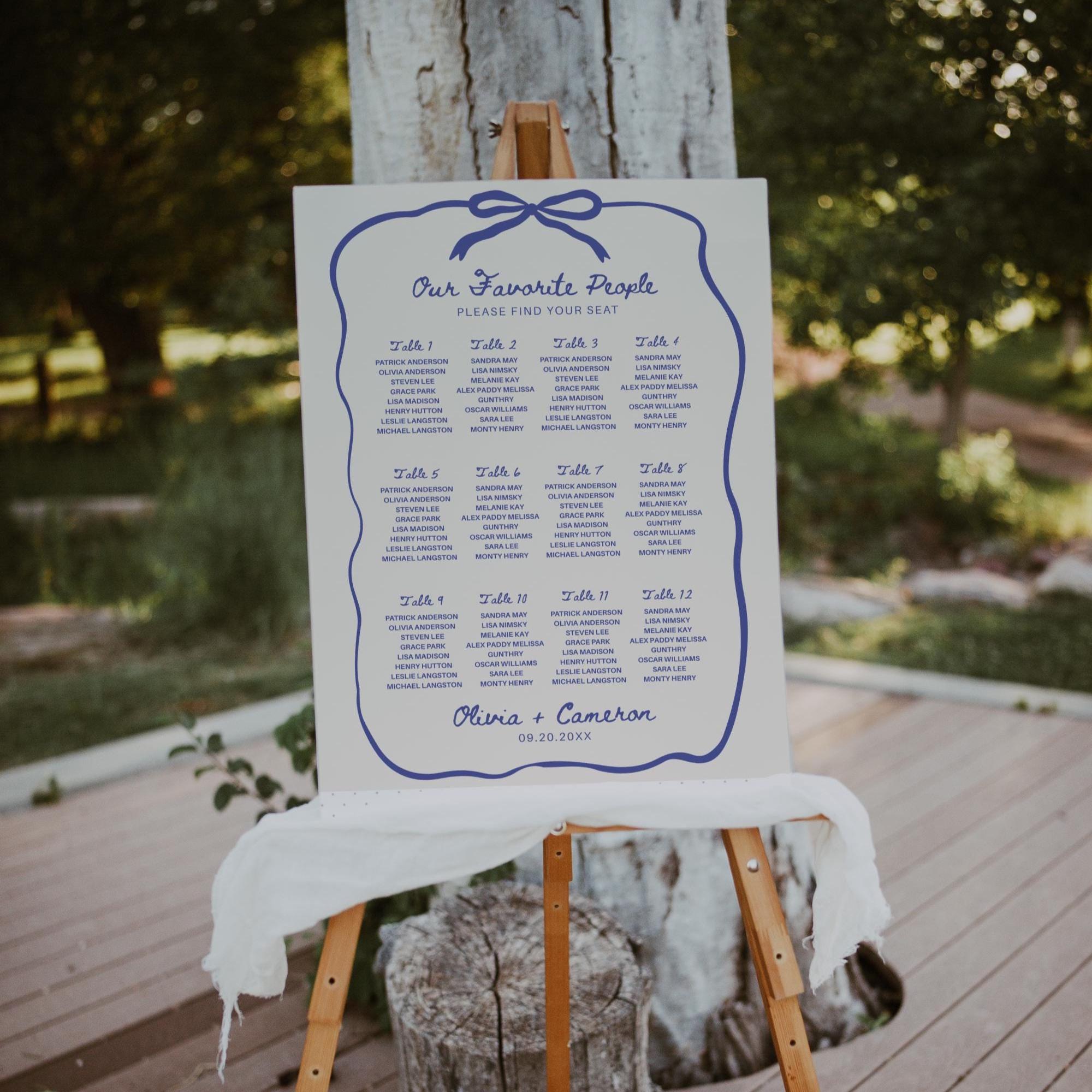 Modern Wedding Seating Chart Template, Minimalist Seating Chart, Script ...