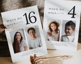 Photo Wedding Table Number, Editable Canva Template (Digital Download)