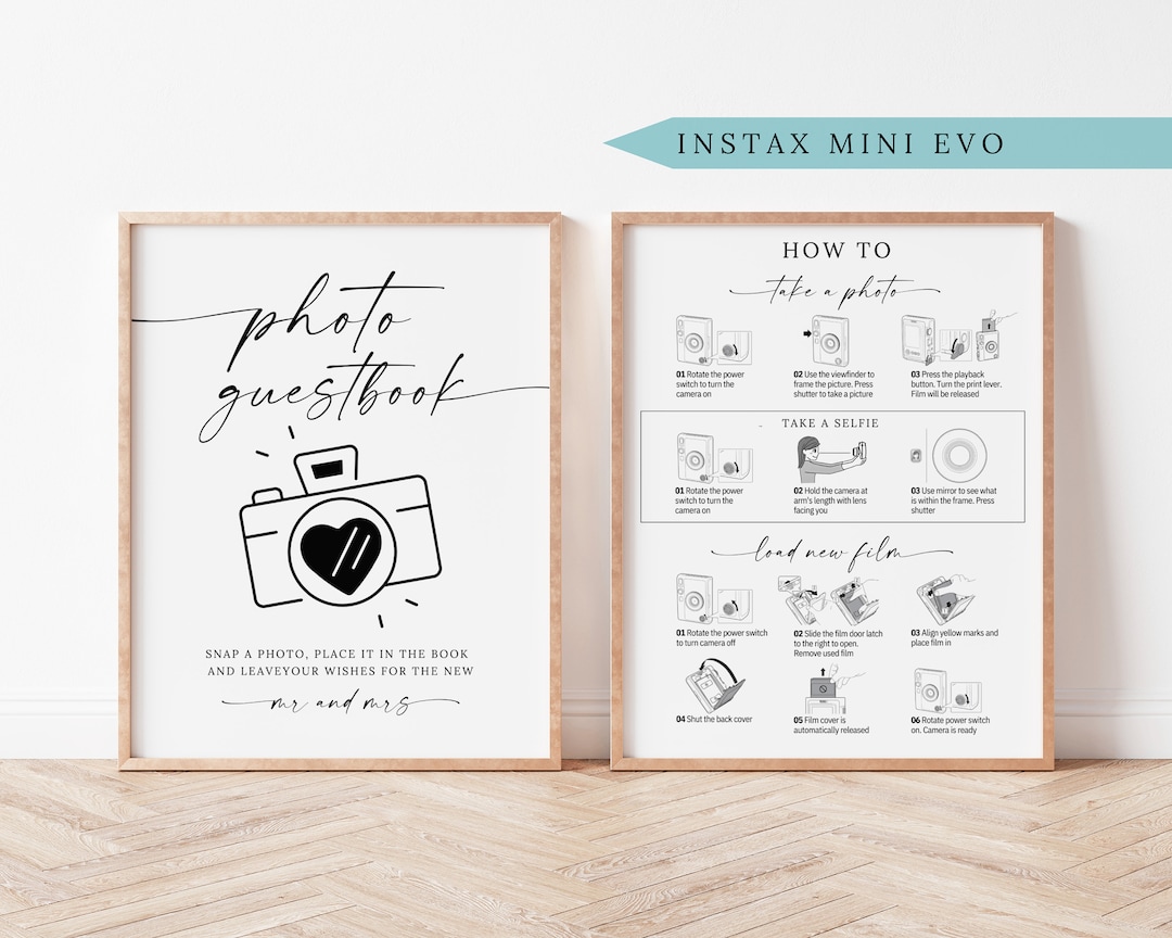 Instax EVO Instructions Sign, Photo Guestbook, Instax Mini Evo