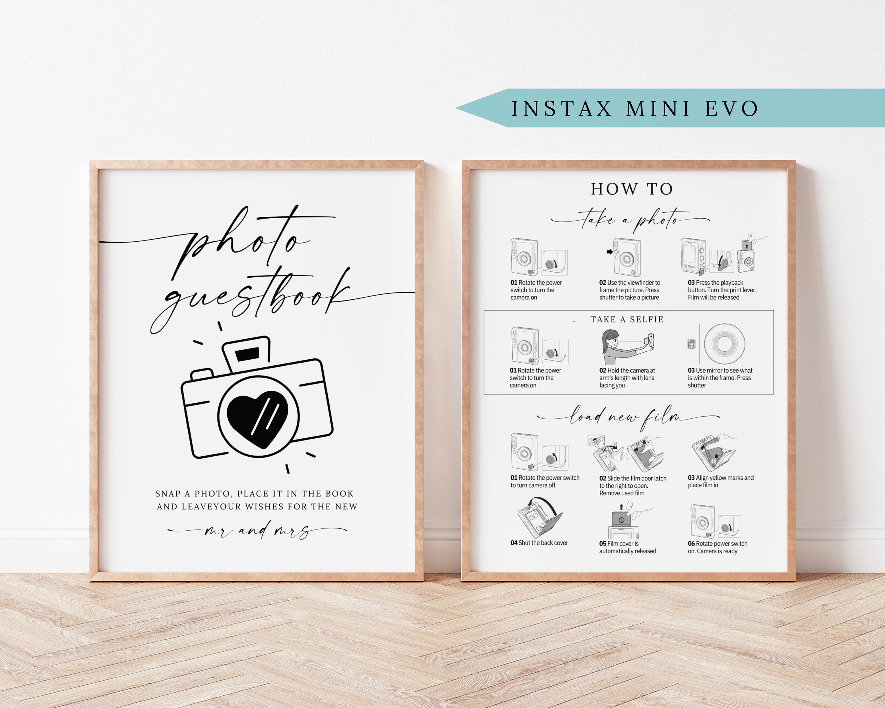 Instax EVO Instructions Sign, Photo Guestbook, Instax Mini Evo