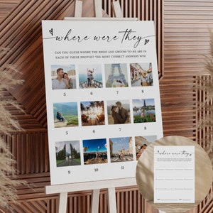 Wo waren sie Poster Vorlage, Minimalistisches Foto Guessing Spiel Zeichen, druckbares Duschspiel für Paare, Guess Card, Canva