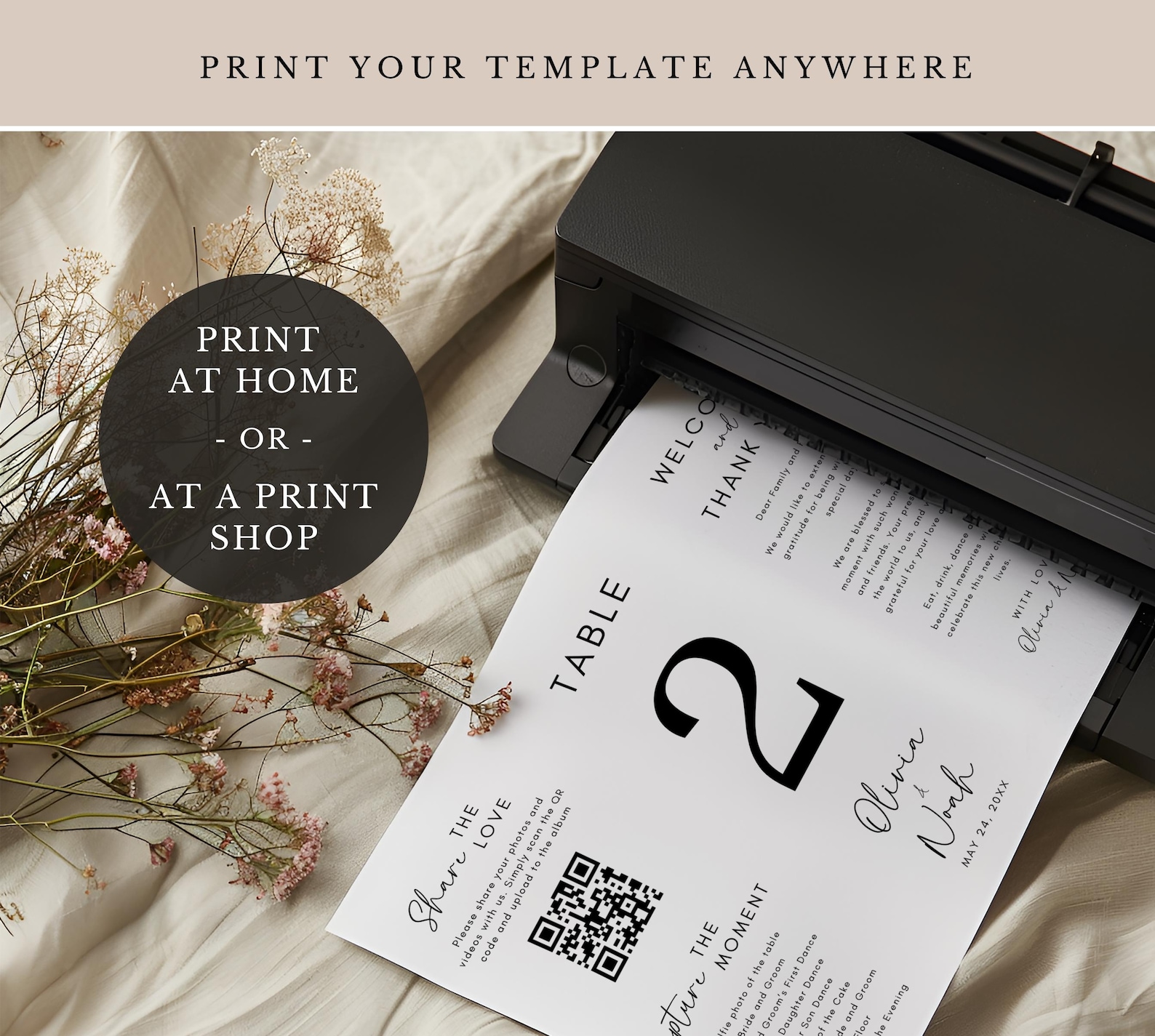 Wedding Trifold Table Number, Minimalist Wedding Table Numbers, Tri-fold Thank You Card, Triangle Table Stand, Canva Template, 8.5x11