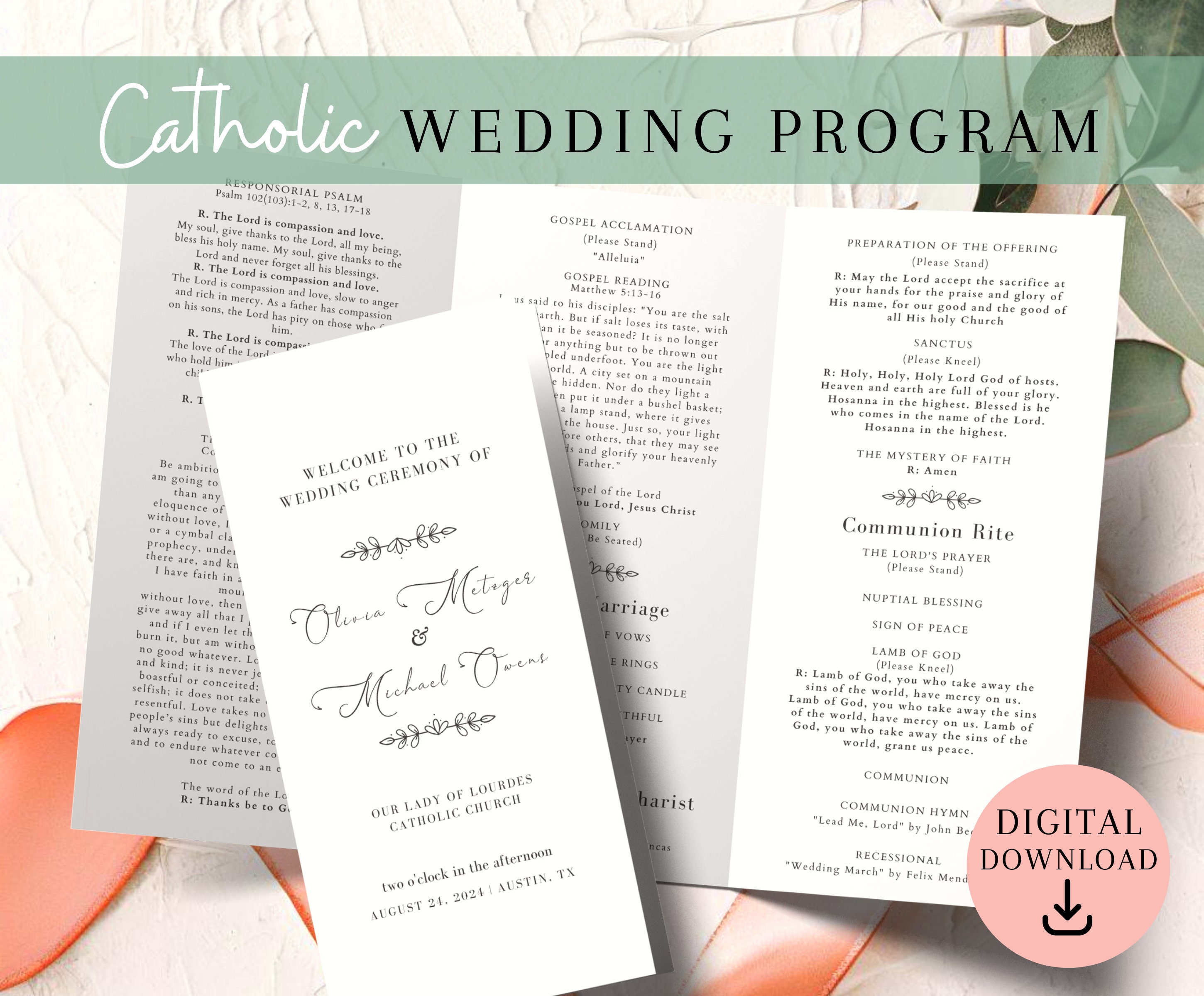 Catholic Wedding Program Catholic Wedding Ceremony Catholic Wedding